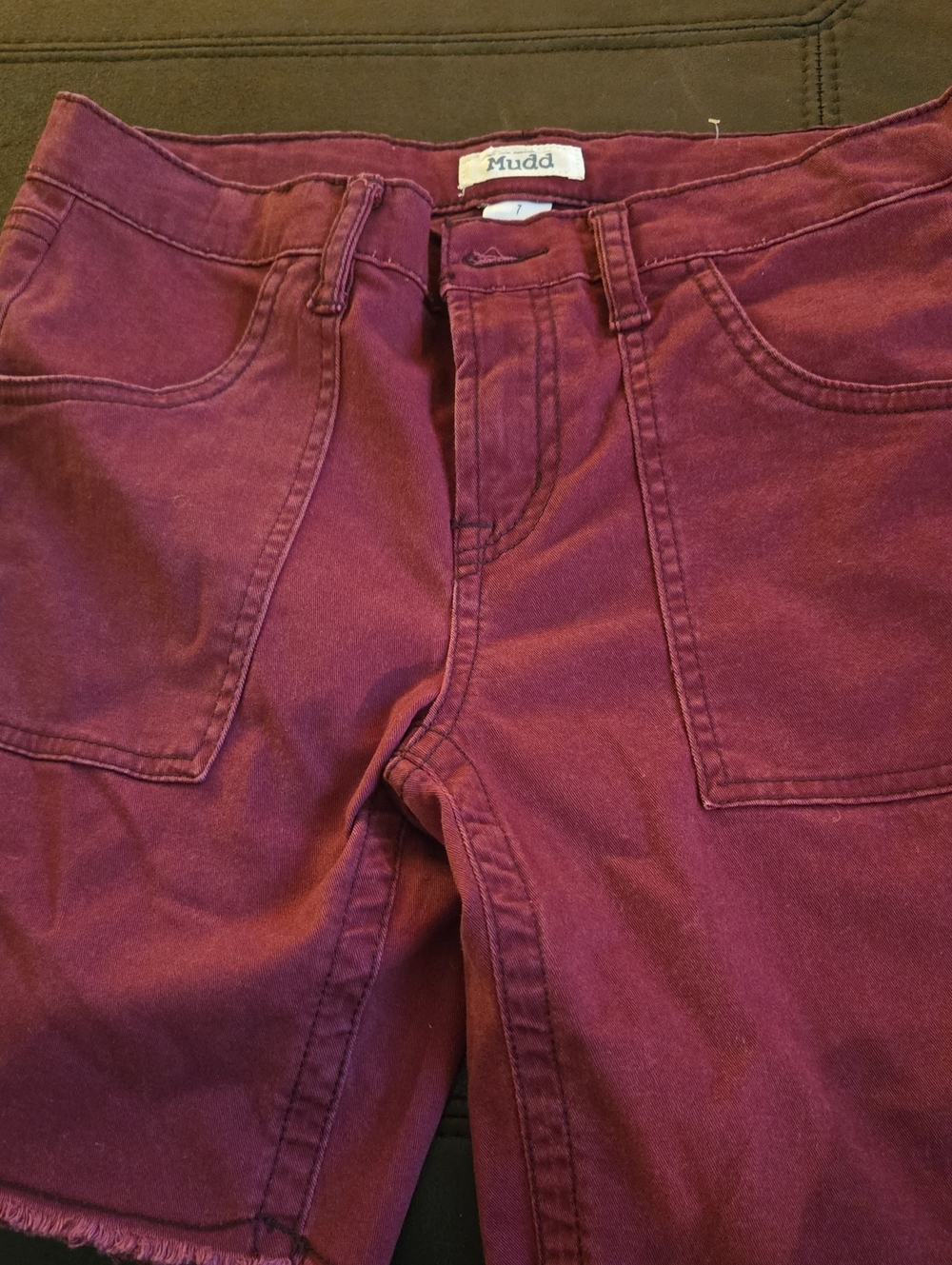 Mudd Wine-Red High-Rise Utility Shorts Sz 7 Juniors